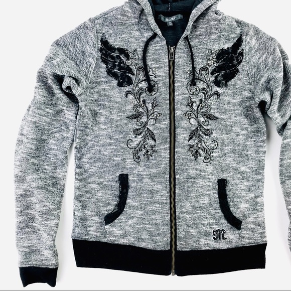 Miss me gray embellished zip up jacket - Picture 3 of 8